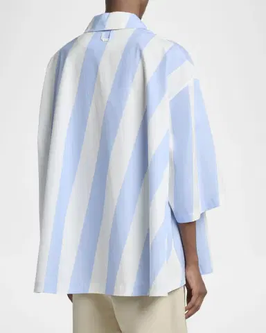 Jacquemus Men's The Triangle Stripe Poplin Flared Short-Sleeve Shirt | Thumbnail 2 Jacquemus Men's The Triangle Stripe Poplin Flared Short-Sleeve Shirt | Thumbnail 2