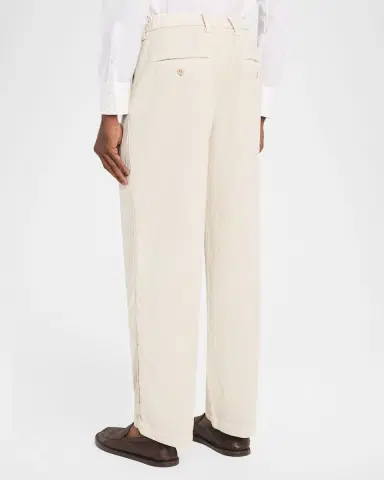 IM MEN Men's Cotton Pigment Pleated Straight-Leg Trousers | Thumbnail 2