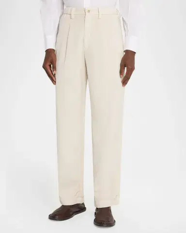 IM MEN Men's Cotton Pigment Pleated Straight-Leg Trousers | Thumbnail 3