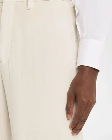 IM MEN Men's Cotton Pigment Pleated Straight-Leg Trousers | Thumbnail 4