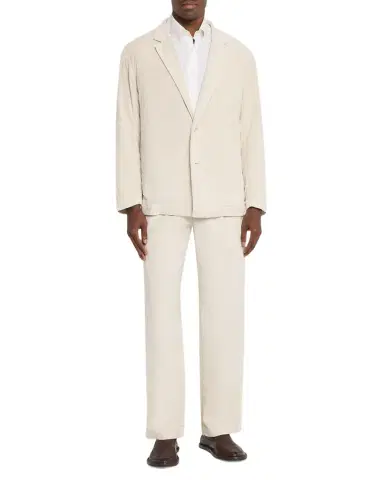 IM MEN Men's Cotton Pigment Pleated Straight-Leg Trousers | Thumbnail 1