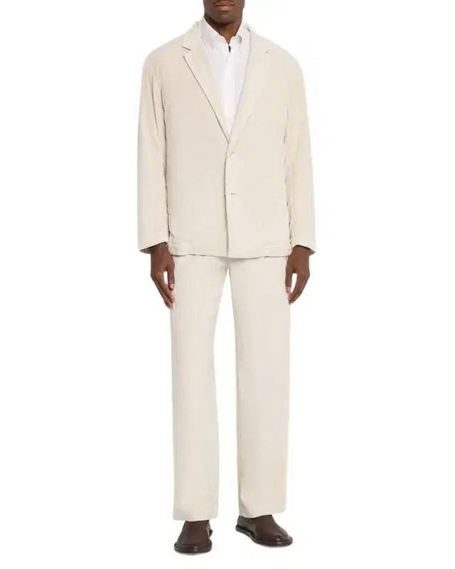 Men 's Cotton Pigment Pleated Straight-Leg Trousers