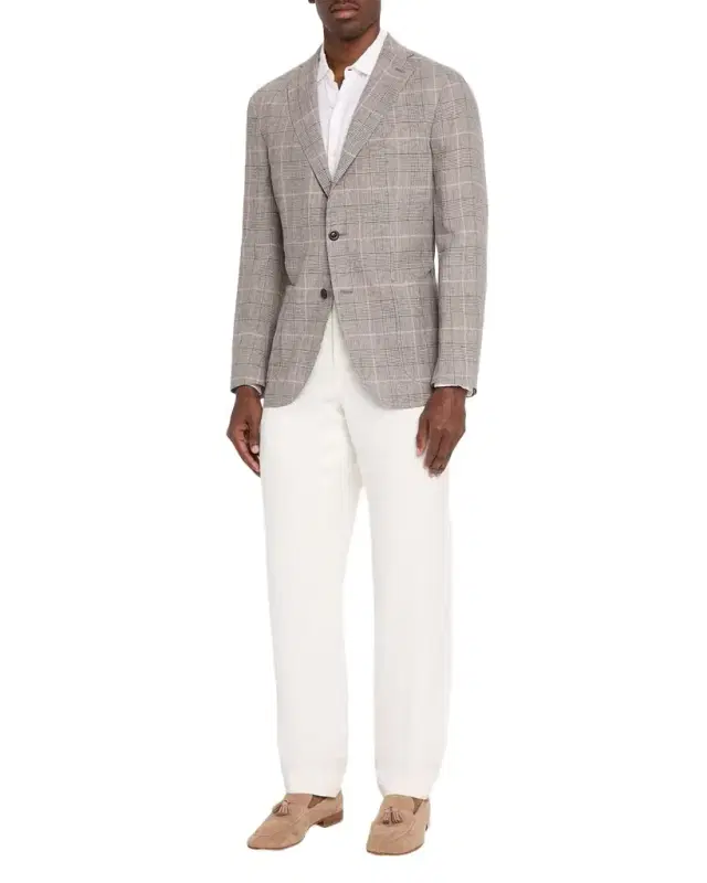 Boglioli Men 's Glen Plaid Linen Single-Breasted Jacket