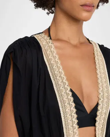 Ramy Brook Audra Embroidered Cotton Tie-Waist Coverup Dress | Thumbnail 4