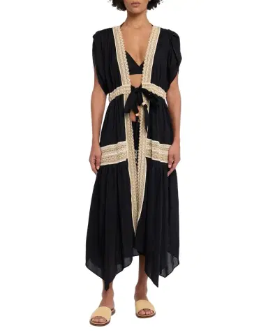 Ramy Brook Audra Embroidered Cotton Tie-Waist Coverup Dress | Thumbnail 1