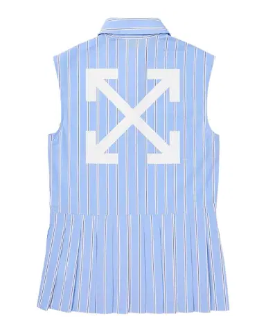 Off-White Girl's OW Embroidered Pleated Sleeveless Shirtdress, Size 4 | Thumbnail 1