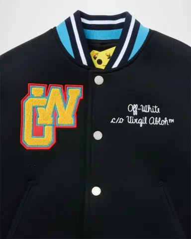 Off-White Boy's Patch Varsity Bomber Jacket, Size | Thumbnail 2