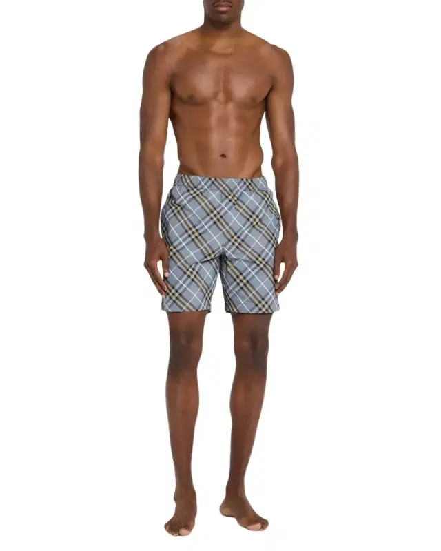 Men 's Check Nylon Swim Trunks