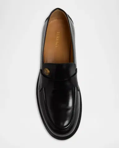 Versace Men's Leather Medusa Coin Penny Loafers | Thumbnail 5 Versace Men's Leather Medusa Coin Penny Loafers | Thumbnail 5