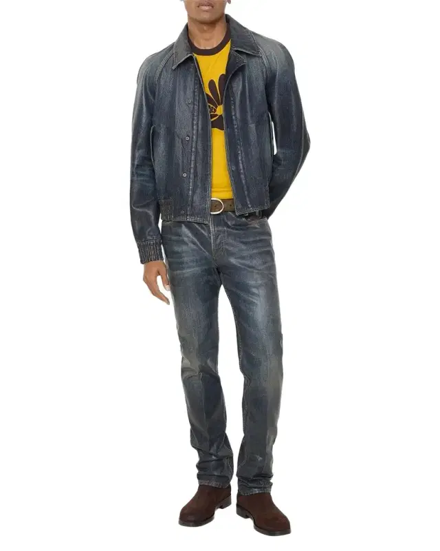 Men 's Slim Fit Coated Jeans