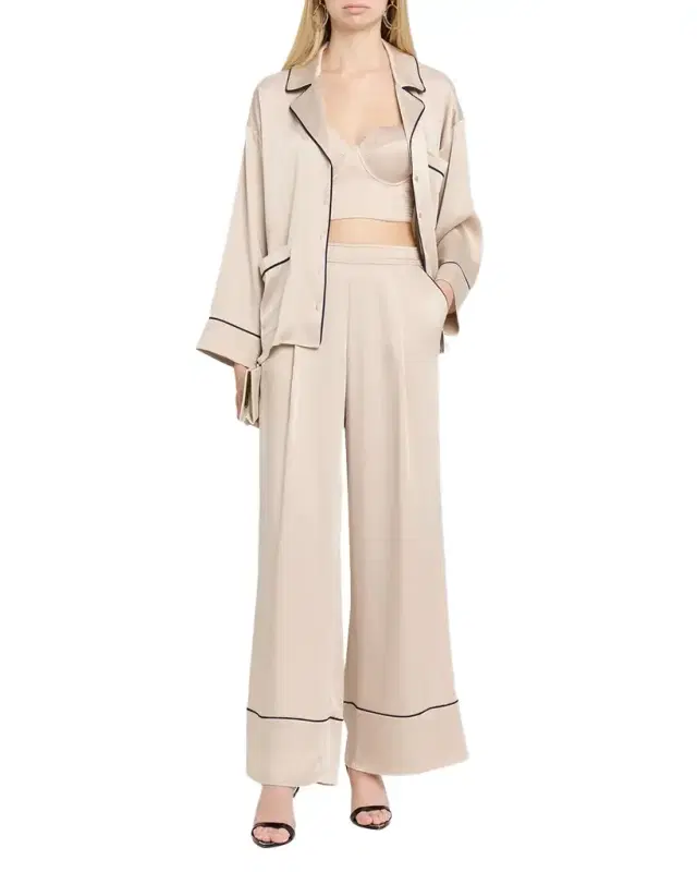 Mara Satin Button-Front Shirt