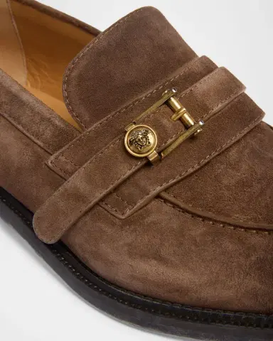 Versace Men's Suede La Medusa Buckle Loafers | Thumbnail 4