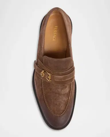 Versace Men's Suede La Medusa Buckle Loafers | Thumbnail 5