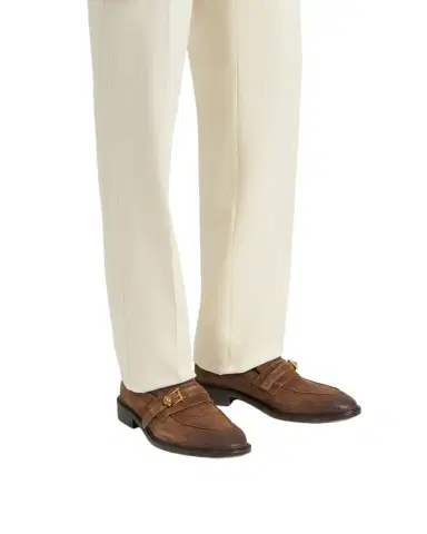 Versace Men's Suede La Medusa Buckle Loafers | Thumbnail 1