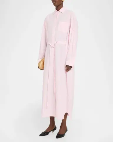 MARIA MCMANUS Long-Sleeve Drawstring Midi Shirtdress | Thumbnail 3