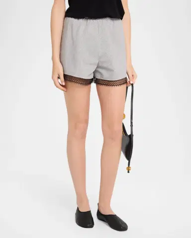 MARIA MCMANUS Lace Bias Shorts with Pinstripes | Thumbnail 3