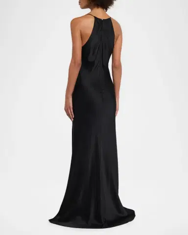 LAPOINTE Cowl Halter Satin Trumpet Gown | Thumbnail 2 LAPOINTE Cowl Halter Satin Trumpet Gown | Thumbnail 2