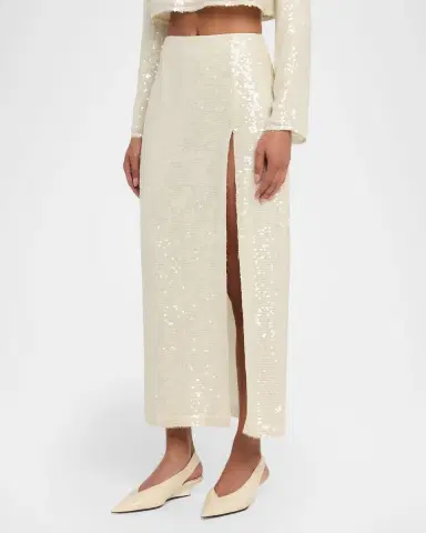 Lapointe High-Waist Sequined Slit Midi Dress | Thumbnail 3 Lapointe High-Waist Sequined Slit Midi Dress | Thumbnail 3