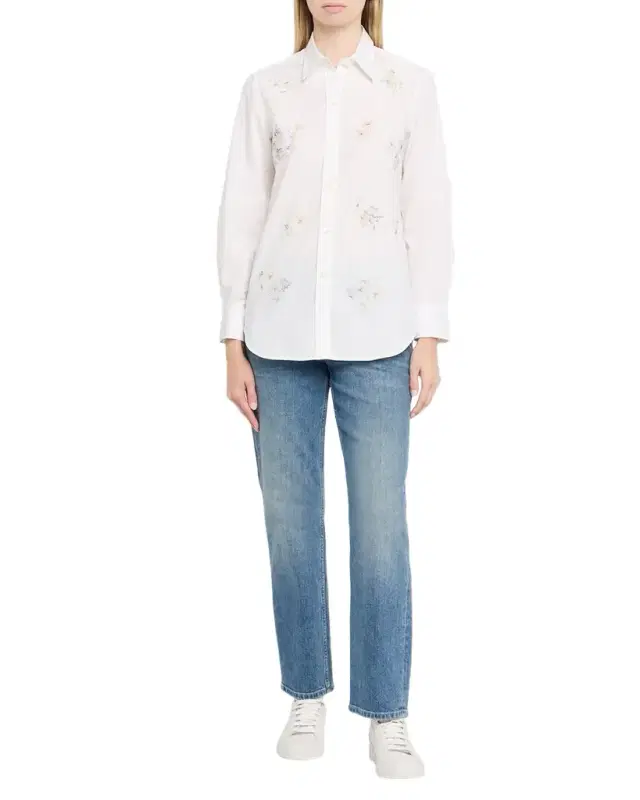 Porcelain Garden Cotton Poplin Button-Down Shirt