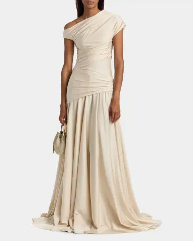Chiara Boni La Petite Robe Becia Ruched One-Shoulder Satin Gown | Thumbnail 3 Chiara Boni La Petite Robe Becia Ruched One-Shoulder Satin Gown | Thumbnail 3