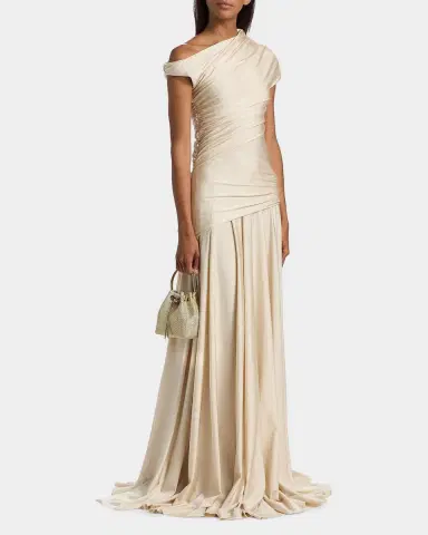 Chiara Boni La Petite Robe Becia Ruched One-Shoulder Satin Gown | Thumbnail 6 Chiara Boni La Petite Robe Becia Ruched One-Shoulder Satin Gown | Thumbnail 6