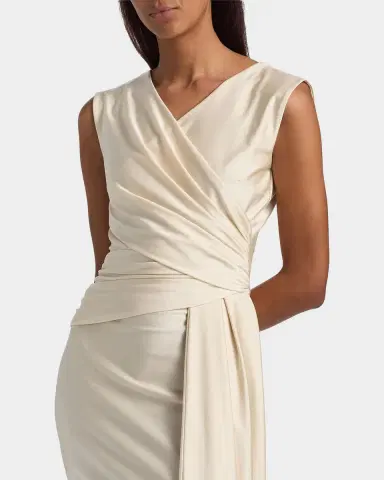 Chiara Boni La Petite Robe Rahim Draped Wrap-Front Midi Sheath Dress | Thumbnail 4 Chiara Boni La Petite Robe Rahim Draped Wrap-Front Midi Sheath Dress | Thumbnail 4