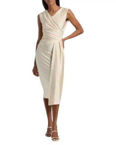 Chiara Boni La Petite Robe Rahim Draped Wrap-Front Midi Sheath Dress | Thumbnail 1 Chiara Boni La Petite Robe Rahim Draped Wrap-Front Midi Sheath Dress | Thumbnail 1