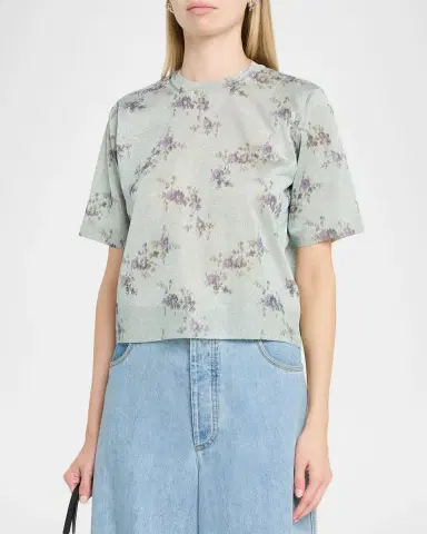 Ganni Floral Metallic Crewneck Tee | Thumbnail 3