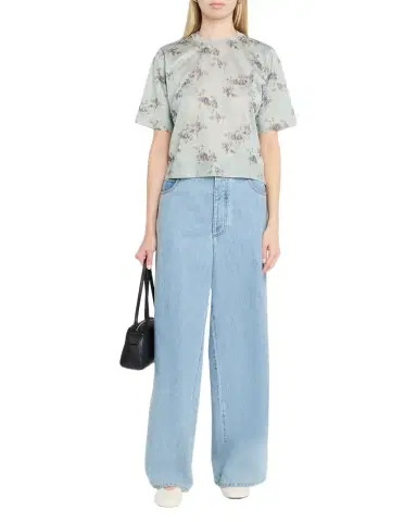 Ganni Floral Metallic Crewneck Tee | Thumbnail 1