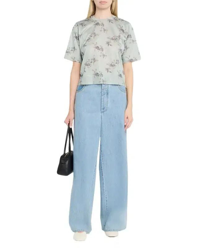 Ganni Floral Metallic Crewneck Tee