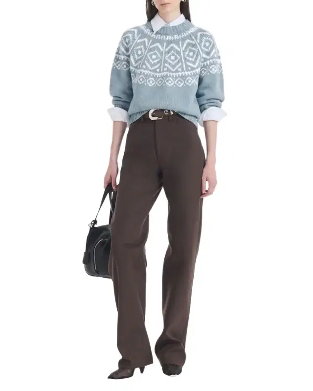 Howard Fair Isle Short Puff-Sleeve Sweater