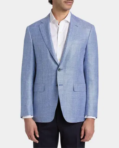 Canali Men 's Kei Wool, Silk and Linen Two-Button Blazer | Thumbnail 3