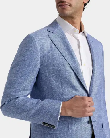Canali Men 's Kei Wool, Silk and Linen Two-Button Blazer | Thumbnail 4