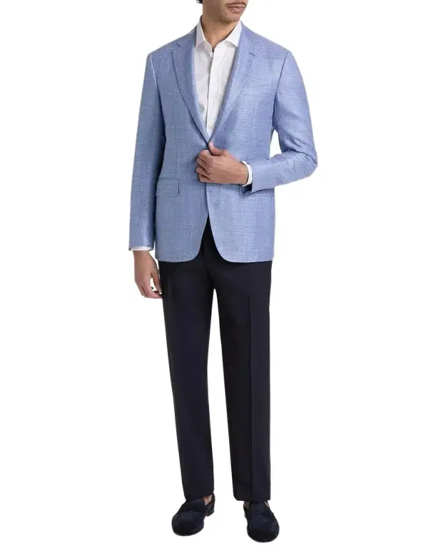Men 's Kei Wool, Silk and Linen Two-Button Blazer