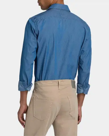 Canali Men's Cotton Chambray Sport Shirt | Thumbnail 2 Canali Men's Cotton Chambray Sport Shirt | Thumbnail 2