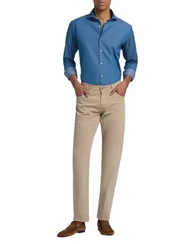 Canali Men's Cotton Chambray Sport Shirt | Thumbnail 1 Canali Men's Cotton Chambray Sport Shirt | Thumbnail 1