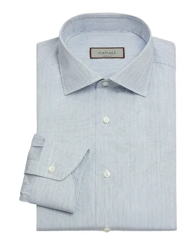 Men 's Cotton Micro-Stripe Dress Shirt
