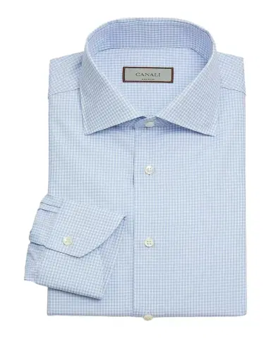 Canali Men's Cotton Micro-Gingham Dress Shirt | Thumbnail 1 Canali Men's Cotton Micro-Gingham Dress Shirt | Thumbnail 1