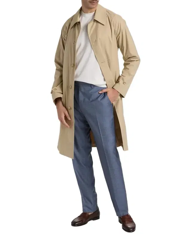 Men 's Wool Denim-Effect Flat Front Trousers