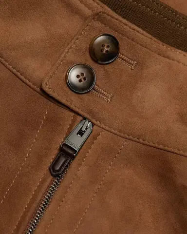 Canali Men 's Suede Stand-Collar Bomber Jacket | Thumbnail 5