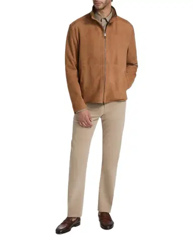 Canali Men 's Suede Stand-Collar Bomber Jacket | Thumbnail 1