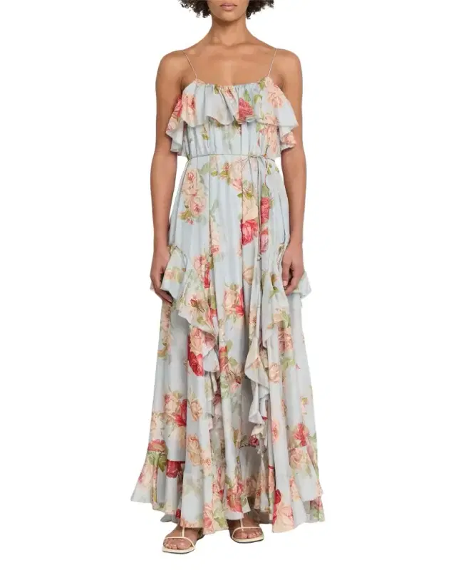 Roselight Floral Frill Maxi Dress