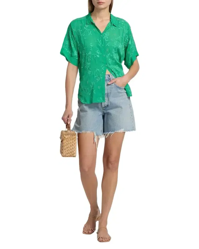 Johnny Was The Audrey Floral-Embroidered Shirt