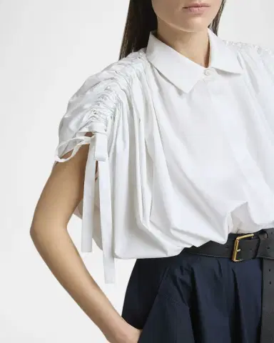 Givenchy Ruched Cotton-Poplin Crop Collared Bubble Shirt | Thumbnail 4 Givenchy Ruched Cotton-Poplin Crop Collared Bubble Shirt | Thumbnail 4
