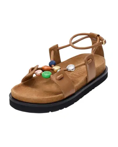 Loewe x Paula's Ibiza Anagram Pebble Bead Leather Sandals | Thumbnail 1 Loewe x Paula's Ibiza Anagram Pebble Bead Leather Sandals | Thumbnail 1
