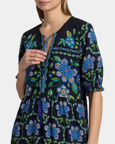 Johnny Was Tiered Floral-Print Midi Dress | Thumbnail 4 Johnny Was Tiered Floral-Print Midi Dress | Thumbnail 4