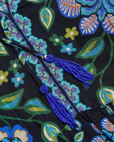 Johnny Was Tiered Floral-Print Midi Dress | Thumbnail 5 Johnny Was Tiered Floral-Print Midi Dress | Thumbnail 5