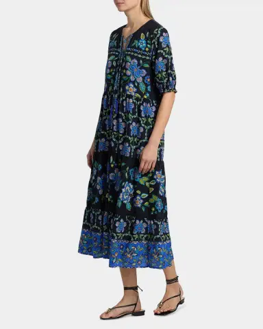 Johnny Was Tiered Floral-Print Midi Dress | Thumbnail 6 Johnny Was Tiered Floral-Print Midi Dress | Thumbnail 6