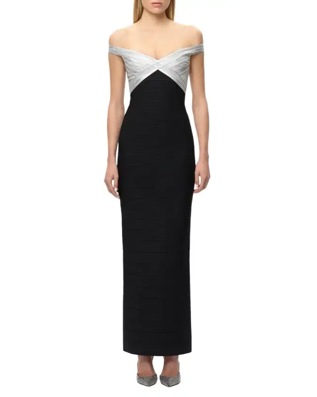 The Metallic Bandage Maxi Dress
