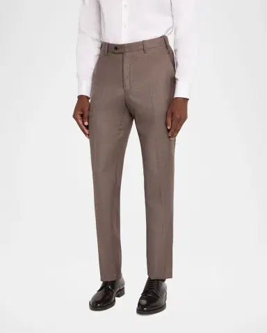 Giorgio Armani Men's Sharkskin Wool Flat-Front Trousers | Thumbnail 3 Giorgio Armani Men's Sharkskin Wool Flat-Front Trousers | Thumbnail 3